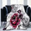 Flower Skull 3D Print  Blanket Sofa  Blankets for Beds Super Soft Warm Blanket Cover Flannel Throw Blanket Fleece Blanket