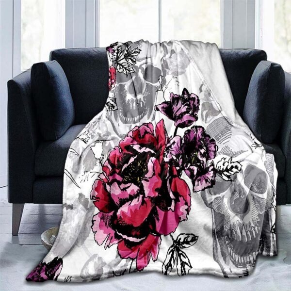 Flower Skull 3D Print  Blanket Sofa  Blankets for Beds Super Soft Warm Blanket Cover Flannel Throw Blanket Fleece Blanket