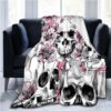 Flower Skull 3D Print  Blanket Sofa  Blankets for Beds Super Soft Warm Blanket Cover Flannel Throw Blanket Fleece Blanket