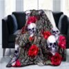 Flower Skull 3D Print  Blanket Sofa  Blankets for Beds Super Soft Warm Blanket Cover Flannel Throw Blanket Fleece Blanket