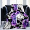 Flower Skull 3D Print  Blanket Sofa  Blankets for Beds Super Soft Warm Blanket Cover Flannel Throw Blanket Fleece Blanket