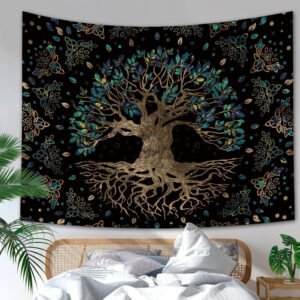 Forest Tapestry Nature Tree Popular elves Wall Hanging Green Family Tree Tapestry Sun and Moon Beach Blanket Home Decor