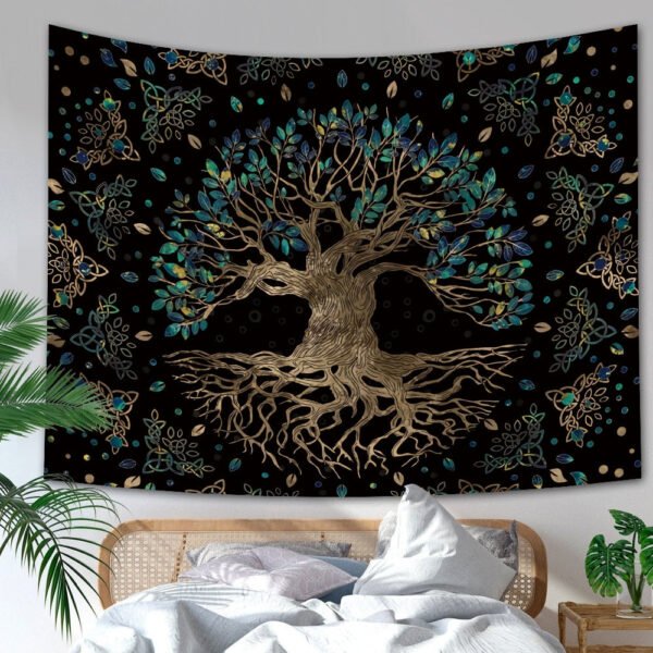 Forest Tapestry Nature Tree Popular elves Wall Hanging Green Family Tree Tapestry Sun and Moon Beach Blanket Home Decor