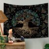 Forest Tapestry Nature Tree Popular elves Wall Hanging Green Family Tree Tapestry Sun and Moon Beach Blanket Home Decor