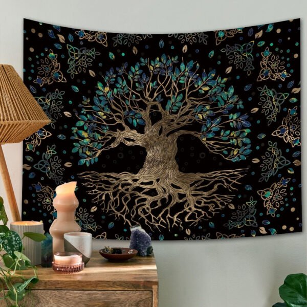 Forest Tapestry Nature Tree Popular elves Wall Hanging Green Family Tree Tapestry Sun and Moon Beach Blanket Home Decor