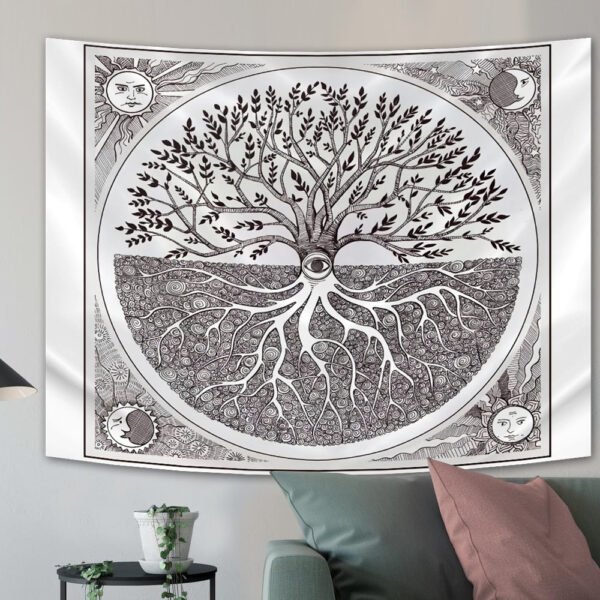 Forest Tapestry Nature Tree Popular elves Wall Hanging Green Family Tree Tapestry Sun and Moon Beach Blanket Home Decor