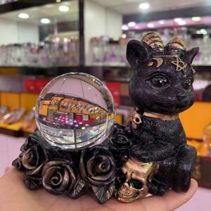 Fortune-Cat-Skull-Black-Lucky-Cats-Display-Stand-for-Crystal-Ball-Base-Holder-Resin-Figurines-Statue Fortune Cat Skull Black Lucky Cats Display Stand for Crystal Ball Base Holder Resin Figurines Statue Ornament for 60-80mm Sphere