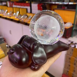 Fortune-Dog-Statue-Display-Art-Craft-Desktop-Resin-Sculpture-Home-Ornament-Stand-for-Crystal-Ball-Base Fortune Dog Statue Display Art Craft Desktop Resin Sculpture Home Ornament Stand for Crystal Ball Base Holder for 6-10cm Sphere
