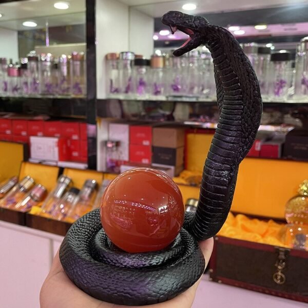 Fortune Snake Lucky Mascot Resin Cobra Statue Living Room Wine Cabinet Decoration Crystal Ball Display Stand Crafts Ornaments