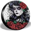 Foruidea Vintage Sugar Skull Girl Spare Tire Cover Waterproof Dust Proof UV Sun Wheel Tire Cover Fit for Car,Trailer, 15 Inch|Car Covers|