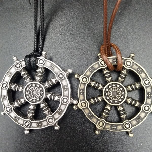 Viking Magic~Free Ship Wheel Of Life Samsara Buddhist Talisman And Amulet Pendant Buddha Necklace Dharma Religious Indian Jewelry