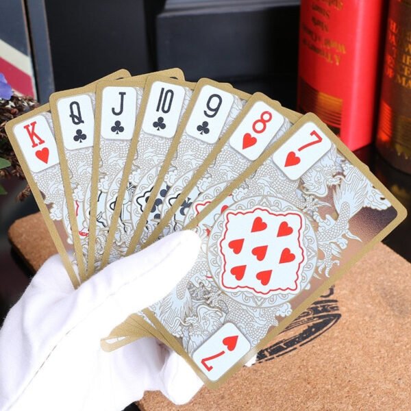 55pcs/set waterproof plastic pvc poker card deck collective gold edge playing cards set   Game related