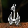 Stainless Steel Viking Warrior Shield Axe Pendant With Detail Tooth Necklace Punk Style Rock Party Jewelry