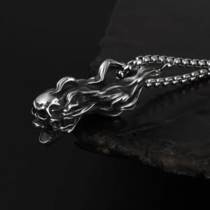 Charms Pendent Dragon Skull Pendant Necklace Men's Fashion Biker Rock Punk Jewelry Antique Retro Chain Gift