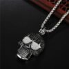 Viking Magic~Full Rhinestone Punk Gothic Titanium Stainless Steel Biker Skeleton Skull Pendants Necklaces for Men Jewelry HE109