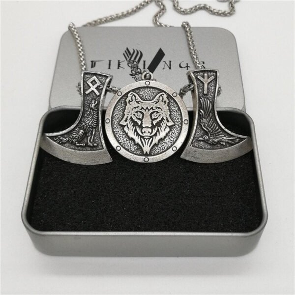 New Magicun Viking~Futhark Axe pendant wolf Viking Men's necklace Vintage pagan jewelry 1pc