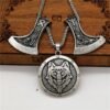 New Magicun Viking~Futhark Axe pendant wolf Viking Men's necklace Vintage pagan jewelry 1pc