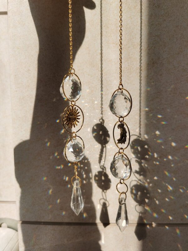 Geometric Sun and Moon Suncatcher Gold Plated