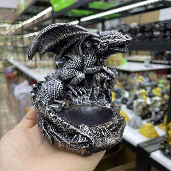 Giant Dragon Guardian Perched on Crystal Ball Figurine Retro Crafts Crystal Ball Display Stand Office Desktop Ornament for 4-8cm