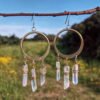 Godness Natual Quartz Stone Dangle Earrings Pagan Occult Wicca Gift