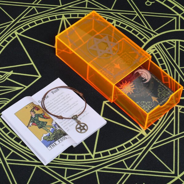 Gold Foil Tarot Brand 12 * 7cm Orange Mysterious Crystal Box Set