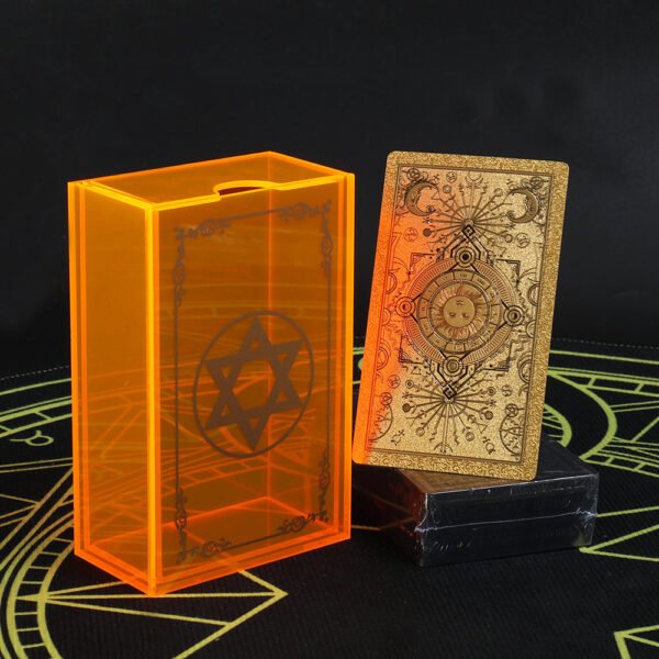 Gold Foil Tarot Brand 12 * 7cm Orange Mysterious Crystal Box Set