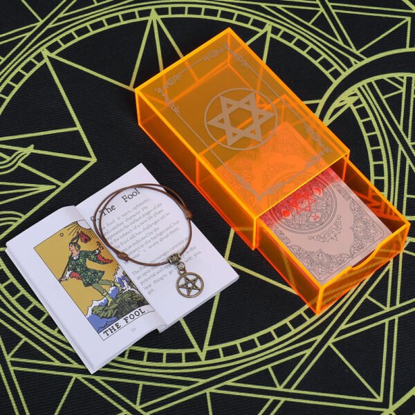 Gold Foil Tarot Brand 12 * 7cm Orange Mysterious Crystal Box Set