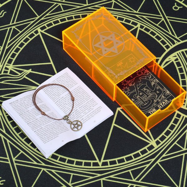 Gold Foil Tarot Brand 12 * 7cm Orange Mysterious Crystal Box Set