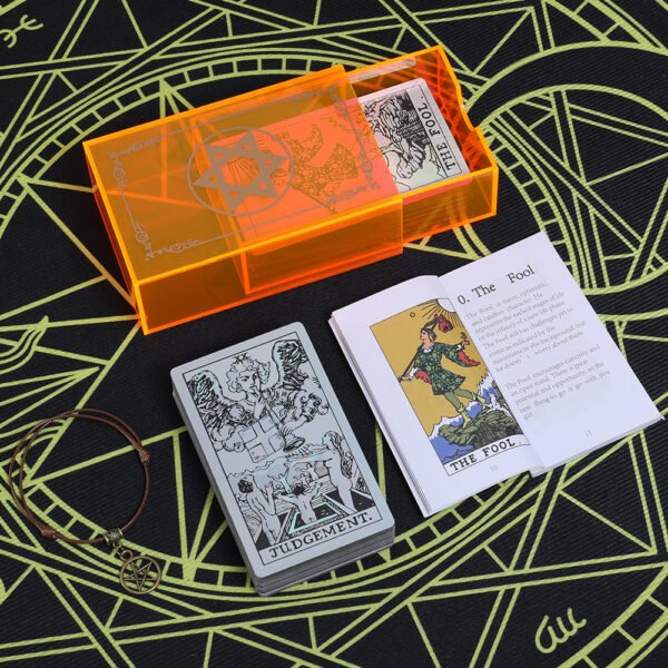 Gold Foil Tarot Brand 12 * 7cm Orange Mysterious Crystal Box Set