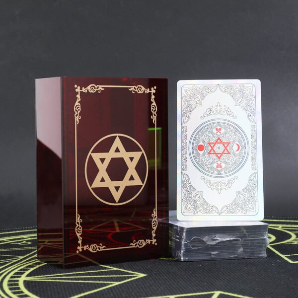 Gold Foil Tarot Card 12 * 7cm Dark Red Crystal Box Set Chess Board Game Waterproof and Wear-resistant Tape Manual