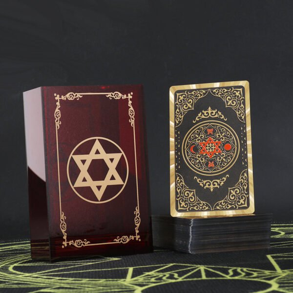 Gold Foil Tarot Card 12 * 7cm Dark Red Crystal Box Set Chess Board Game Waterproof and Wear-resistant Tape Manual