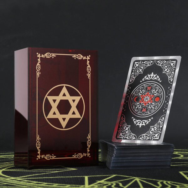 Gold Foil Tarot Card 12 * 7cm Dark Red Crystal Box Set Chess Board Game Waterproof and Wear-resistant Tape Manual