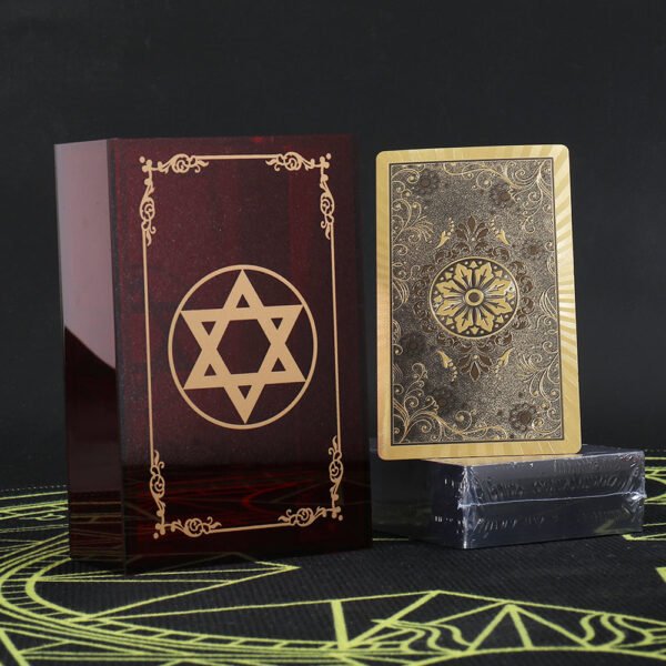 Gold Foil Tarot Card 12 * 7cm Dark Red Crystal Box Set Chess Board Game Waterproof and Wear-resistant Tape Manual