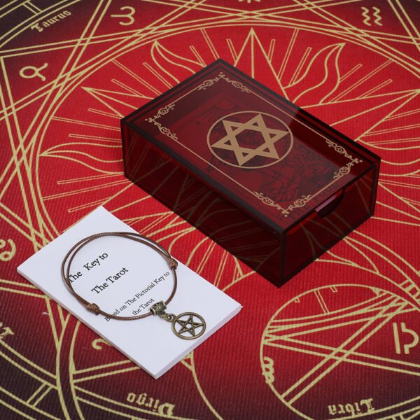 Gold Foil Tarot Card 12 * 7cm Dark Red Crystal Box Set Chess Board Game Waterproof and Wear-resistant Tape Manual