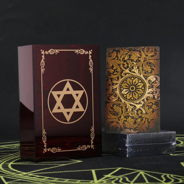 Gold Foil Tarot Card 12 * 7cm Dark Red Crystal Box Set Chess Board Game Waterproof and Wear-resistant Tape Manual