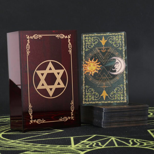 Gold Foil Tarot Card 12 * 7cm Dark Red Crystal Box Set Chess Board Game Waterproof and Wear-resistant Tape Manual