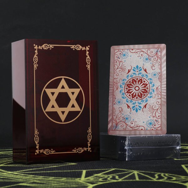 Gold Foil Tarot Card 12 * 7cm Dark Red Crystal Box Set Chess Board Game Waterproof and Wear-resistant Tape Manual