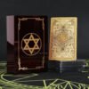 Gold Foil Tarot Card 12 * 7cm Dark Red Crystal Box Set Chess Board Game Waterproof and Wear-resistant Tape Manual