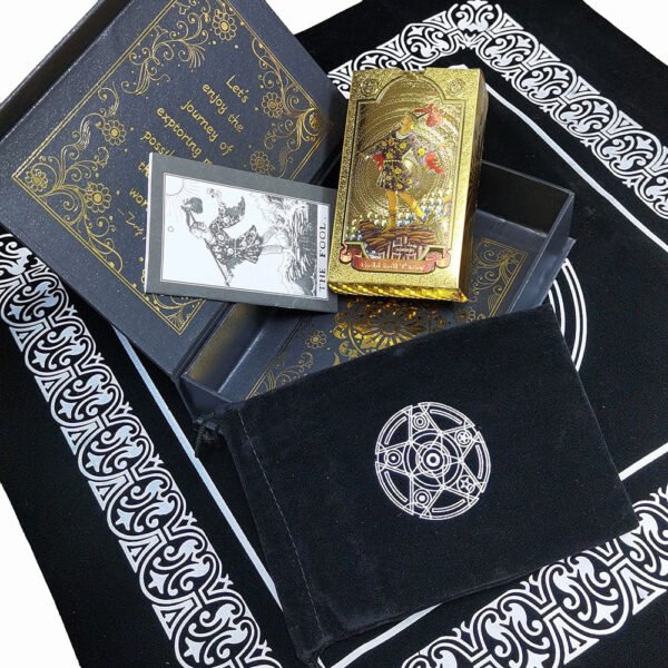 Gold Foil Tarot Card Hot Stamping PVC Waterproof and Wear-resistant Board Game Playing Card Divination Gift Box Set Luxurious