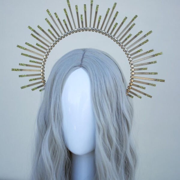 Magic Wicca~Gold Halo crown Glitter Halo Headpiece,Festival crown,Festival headpiece,Met Gala Crown,Wedding Crown,Mary Crown,Boho