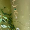 Gold Plated Blue Moon Suncatcher,Rainbow Prism,Boho Window Decoration,magical Suncatcher