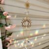 Gold Plated Evil Eye Sun Suncatcher,Rainbow Prism,Boho ,magical Suncatcher