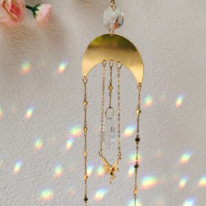 Gold Plated butterfly fairy Sun Suncatcher,Rainbow Prism,Boho ,magical Suncatcher