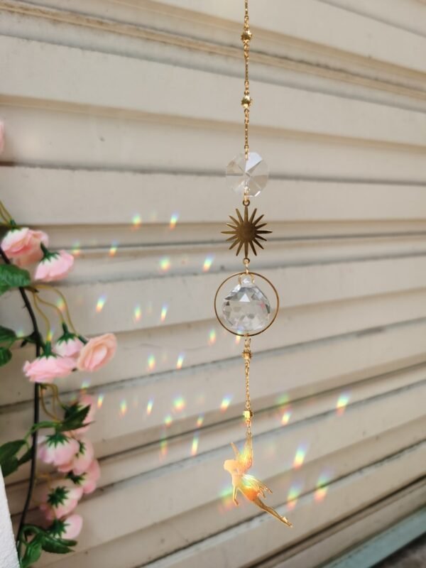 Gold Plated fairy Sun Suncatcher,Rainbow Prism,Boho Home Decoration,magical Suncatcher