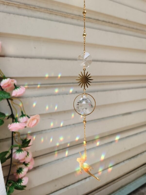 Gold Plated fairy Sun Suncatcher,Rainbow Prism,Boho Home Decoration,magical Suncatcher