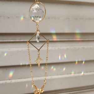 Gold plated Suncatcher with magical butterfly&star | light catcher | rainbow maker | celestial  of good luck