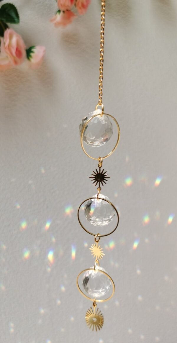 Gold plated mini sun Suncatcher Crystal Prism -Home Decor - Celestial s for new House- Moon Sun Catcher,Occult Decor