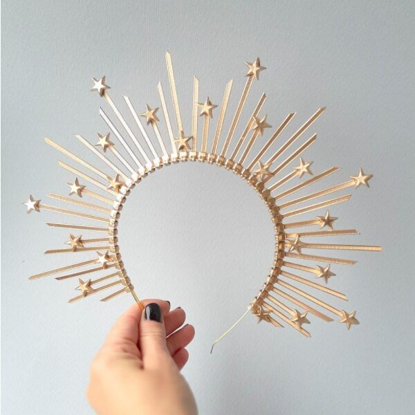 Magic Wicca~Gold star halo crown Star headpiece Holiday crown