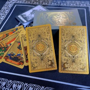 Golden Card Back Gold Foil Tarot Hot Stamping PVC Waterproof and Wear-resistant Board Game Card Divination Gift Set Luxury