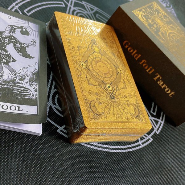 Golden Card Back Gold Foil Tarot Hot Stamping PVC Waterproof and Wear-resistant Board Game Card Divination Gift Set Luxury